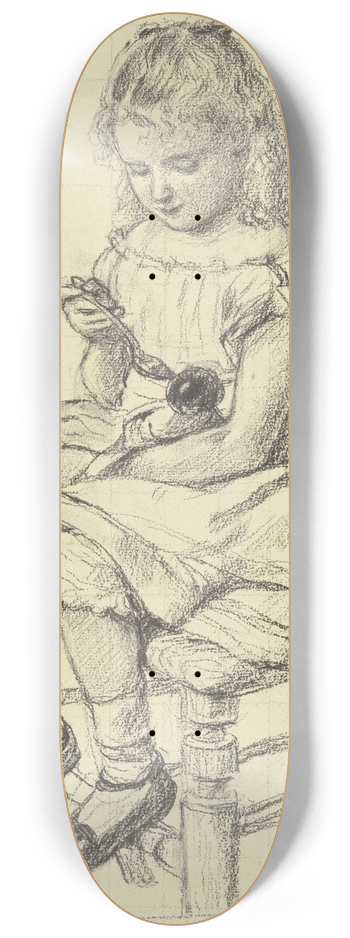 Otto Scholderer - Ein Mdchen beim Fttern ihrer Puppe 8.25 inch art skate deck