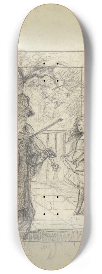 Otto Scholderer - Geiger mit tanzendem Mdchen 8.25 inch art skate deck