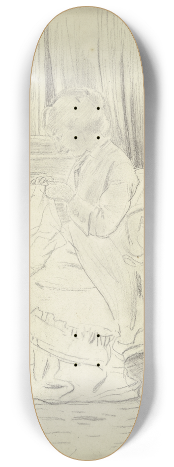 Otto Scholderer - Luise Scholderer am Nhtisch, mit einer Handarbeit 8.25 inch art skate deck