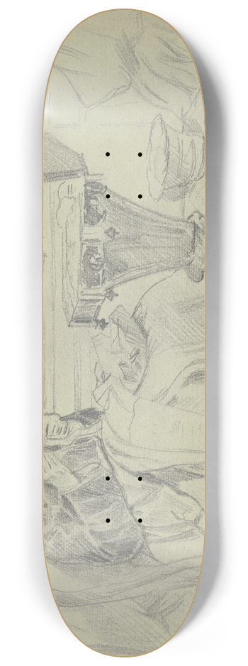 Otto Scholderer - Luise Scholderer am Nhtisch, mit einer Handarbeit 8.25 inch art skate deck