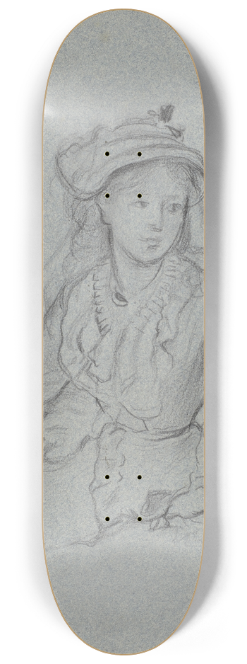 Otto Scholderer - Luise Scholderer in Rschenjacke und mit Hut, Halbfigur, sitzend 8.25 inch art skate deck