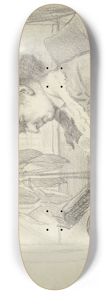 Otto Scholderer - Luise Scholderer lesend mit Katze 8.25 inch art skate deck