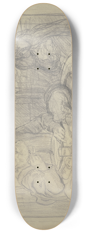 Otto Scholderer - Mann am Esstisch mit Kind und Katze 8.25 inch art skate deck