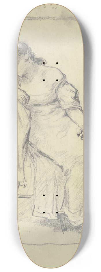 Otto Scholderer - Sitzende Frau mit Mandoline 8.25 inch art skate deck