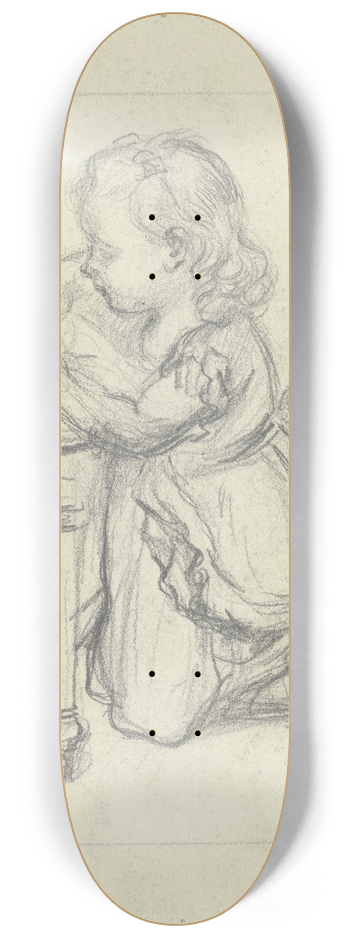 Otto Scholderer - Vor einem Stuhl kniendes Mdchen 8.25 inch art skate deck