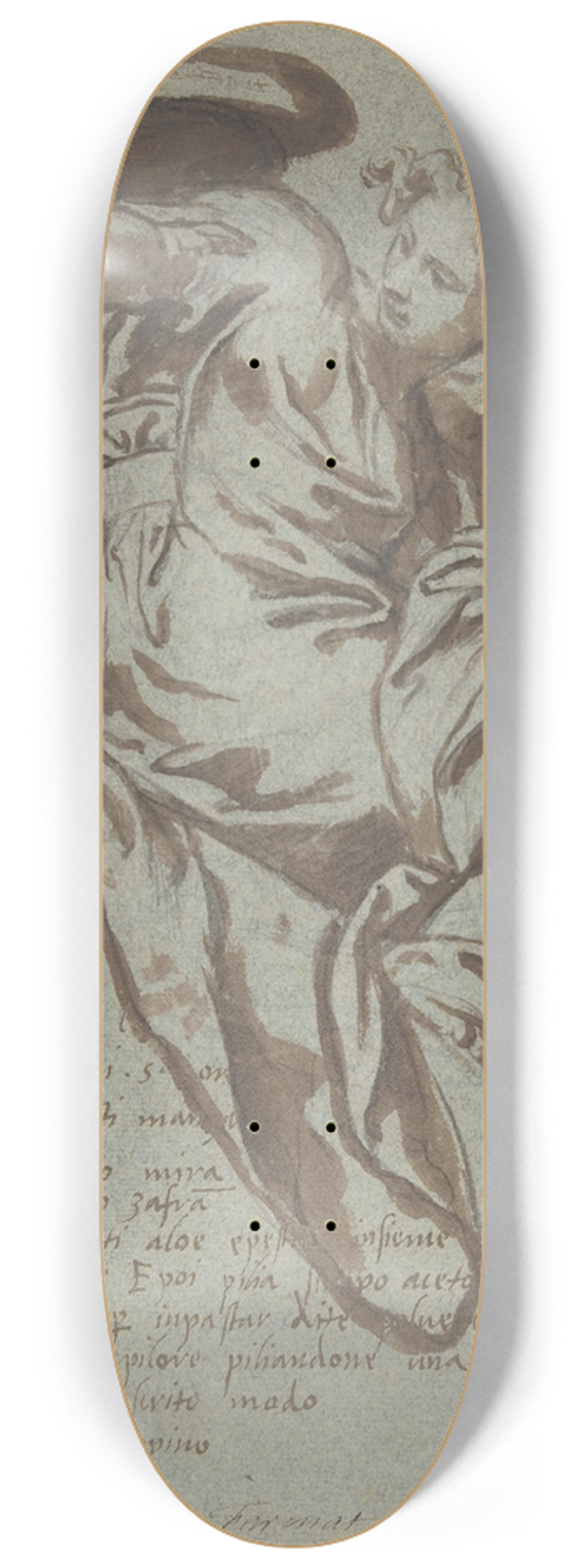 Paolo Farinati - Winged Female Figure Holding a Tablet and a Crown 8.25 inch art skate deck