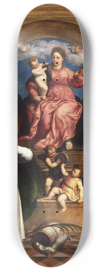 Paris Bordone - Madonna with Child Enthroned and Saints 8.25 inch art skate deck