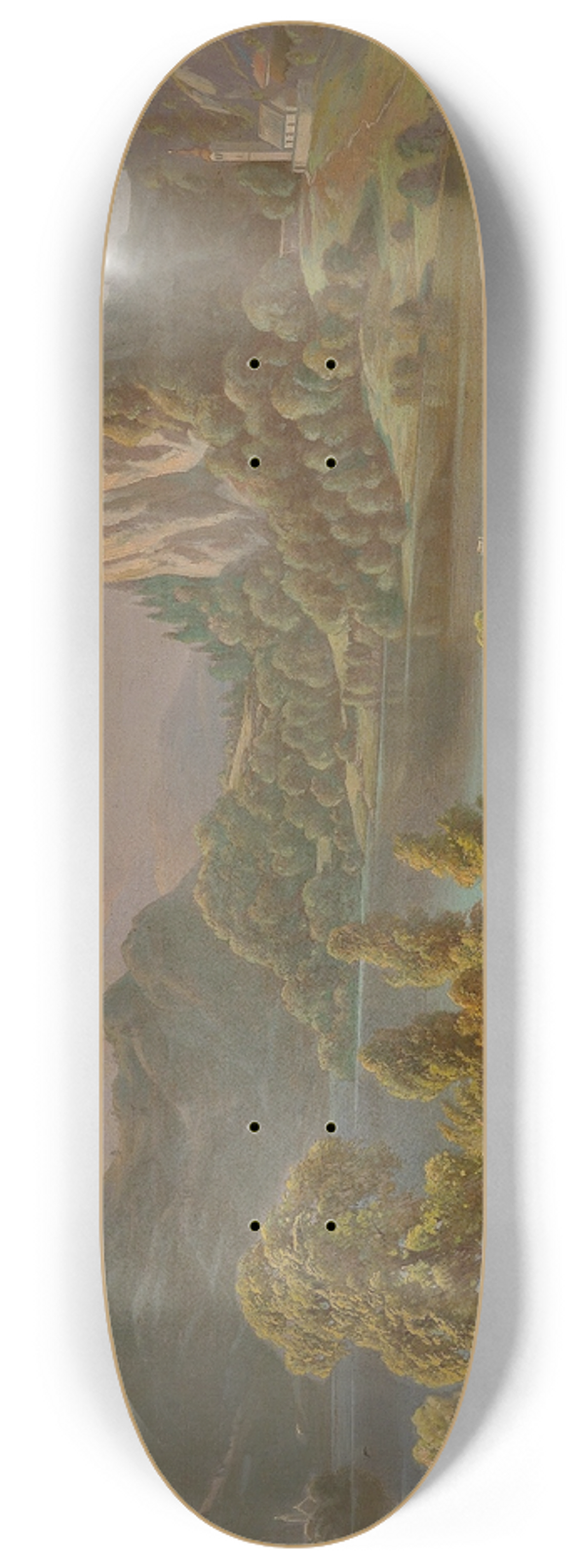 Anton Karinger - View Of The Castle And Island With St Marys Church On Lake Bled 8.25 inch art skate deck