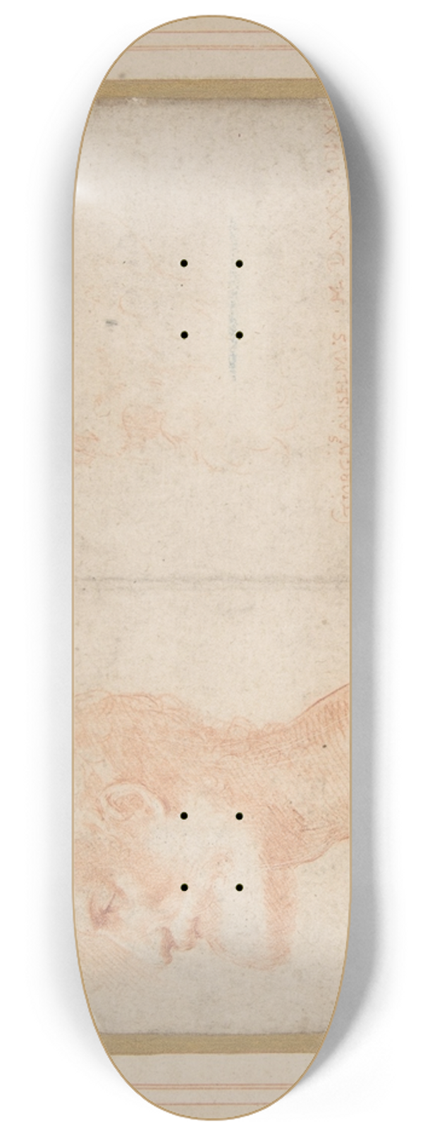 Parmigianino - Head of a Bearded Man in Profile to Left, possibly the Portrait of the Poet Giorgio Anselmi 8.25 inch art skate deck