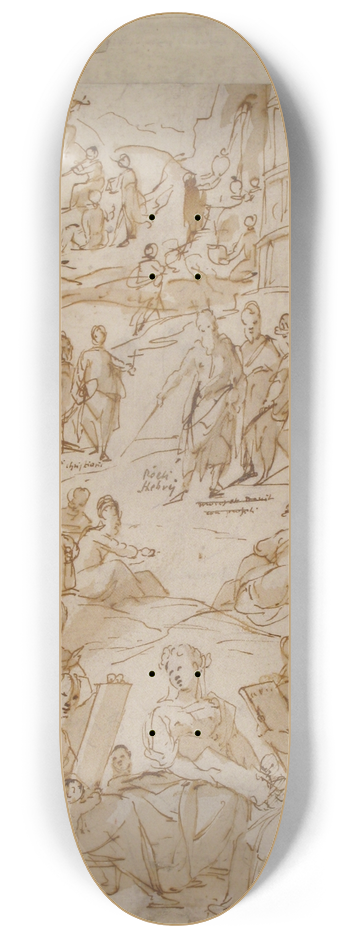 Parrasio Micheli - An Allegory of Learning 8.25 inch art skate deck