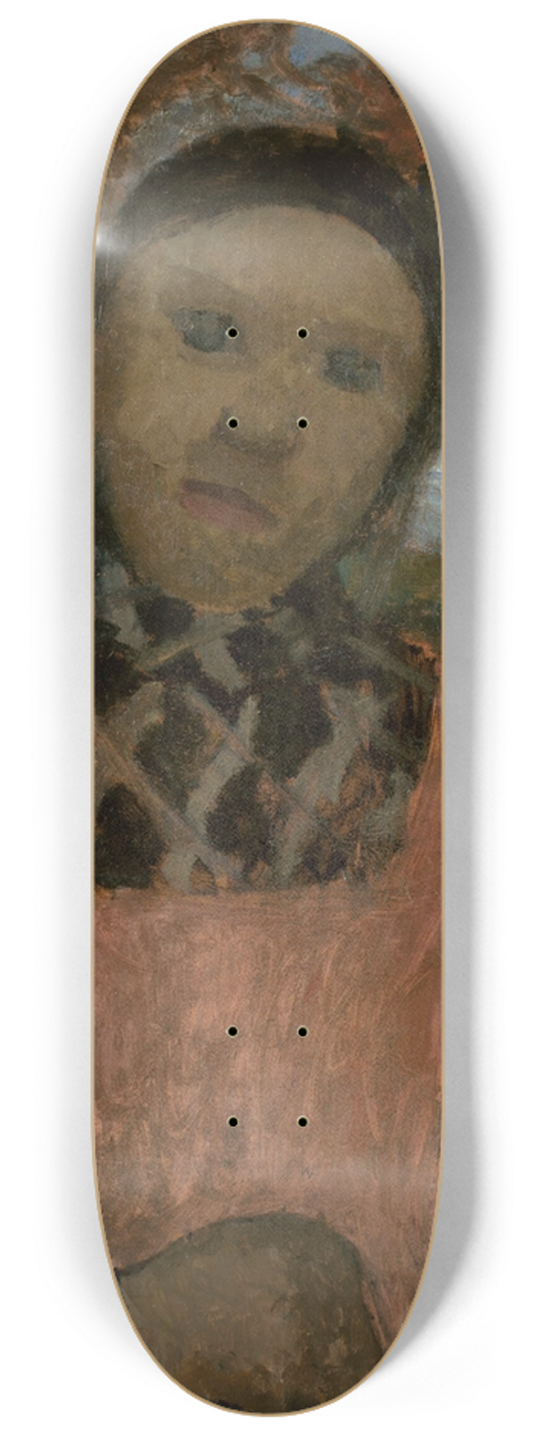 Paula Modersohn-Becker - Girl in dusk with plaid blouse 8.25 inch art skate deck