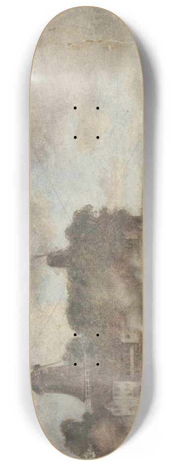 Anton L. Koster - Landschap met molens bij water 8.25 inch art skate deck