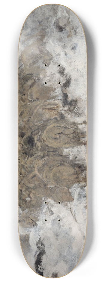 Anton Mauve - Flock of sheep with shepherd in the snow 8.25 inch art skate deck