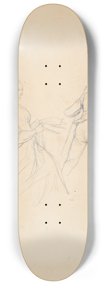 Paul Gavarni - Study for Book Illustration (Physiologie duTailleur) 8.25 inch art skate deck