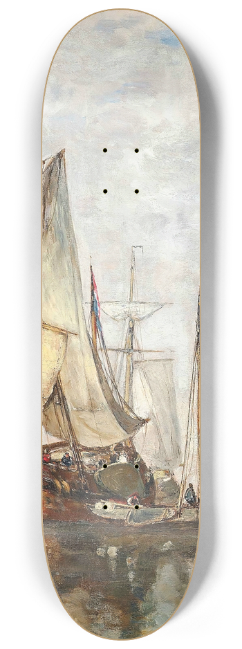 Paul Jean Clays - Barges Moored Before A Windmill 8.25 inch art skate deck