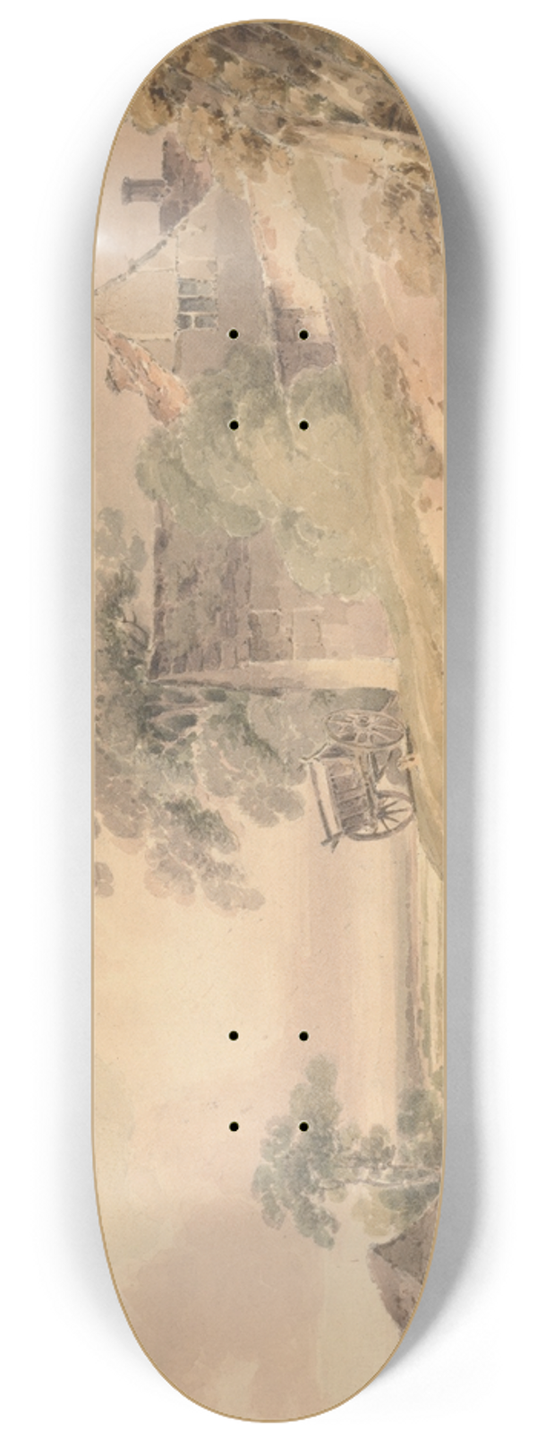 Paul Sandby Munn - Landscape with Farmhouse, Figures and Pond 8.25 inch art skate deck