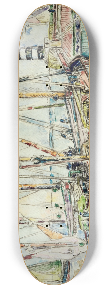 Paul Signac - Bateaux au port, le de Groix 8.25 inch art skate deck