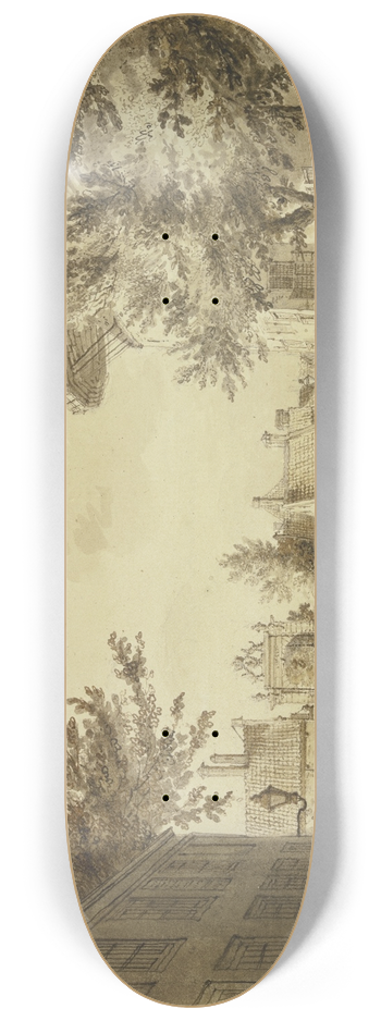 Paulus Constantijn la Fargue - Straenansicht bei einem Stadttor, rechts eine Windmhle 8.25 inch art skate deck