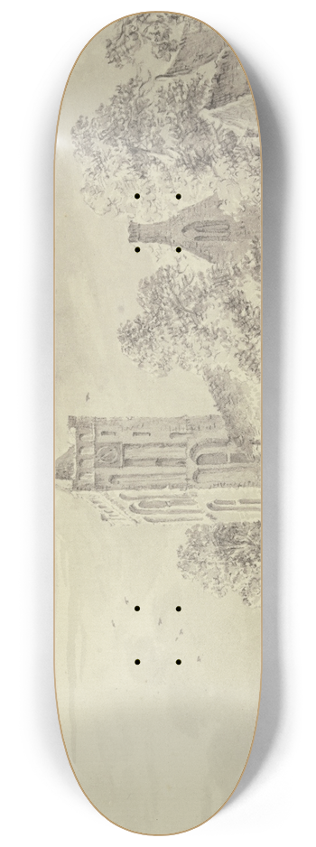 Paulus van Liender - Dorfkirche am Wasser, links rudert ein Mann einen Kahn 8.25 inch art skate deck