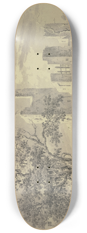 Paulus van Liender - Rechts eine Ruine, dabei ein Ziehbrunnen 8.25 inch art skate deck