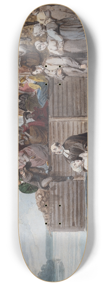 Pavel Petrovich Svinin - A Philadelphia Anabaptist Immersion during a Storm 8.25 inch art skate deck