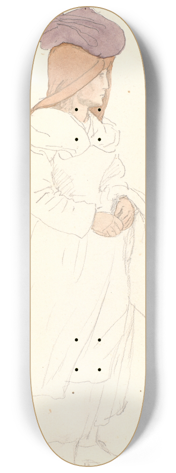 P. C. Skovgaard - Italiensk kvinde med et trklde om hovedet og en bylt p hovedet 8.25 inch art skate deck