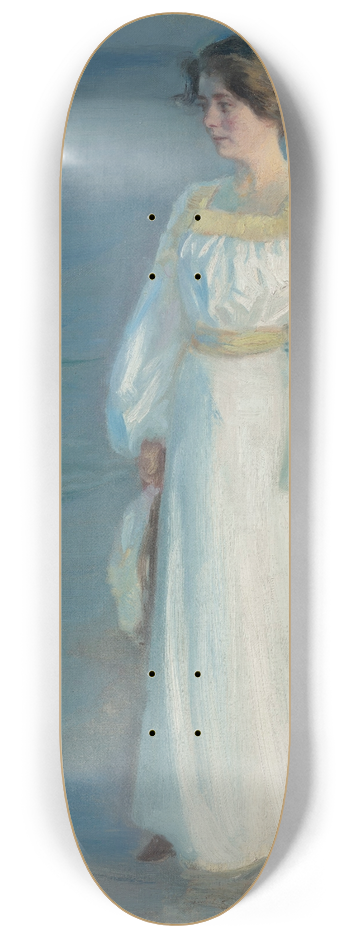 Peder Severin Kryer - Summer Evening on Skagen Beach, Portrait of the Artists Wife 8.25 inch art skate deck