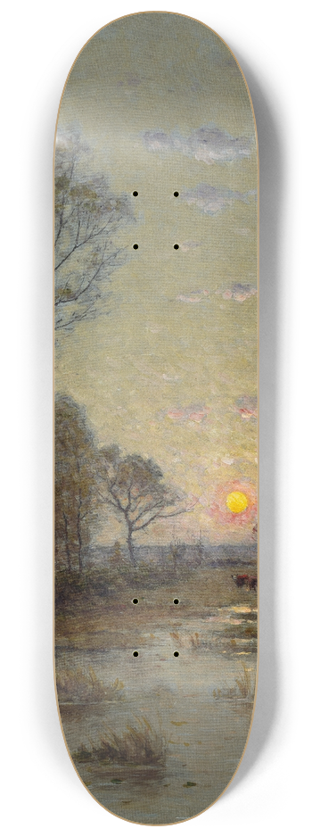 Per Ekstrm - Two Cows in an Evening Landscape 8.25 inch art skate deck