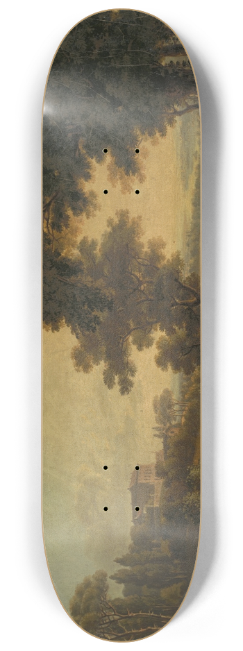 Peter Birmann - Hilly Landscape with Castle 8.25 inch art skate deck