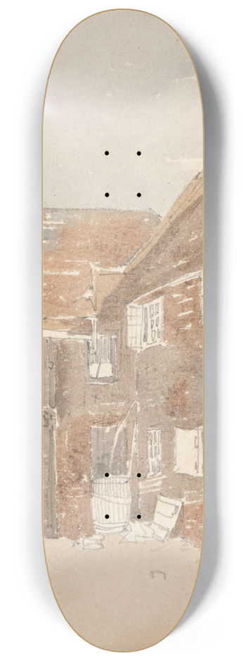 Peter DeWint - Houses at Teddington on the Thames 8.25 inch art skate deck