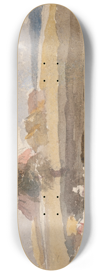 Peter DeWint - Landscape Sketch with Figures in Foreground 8.25 inch art skate deck