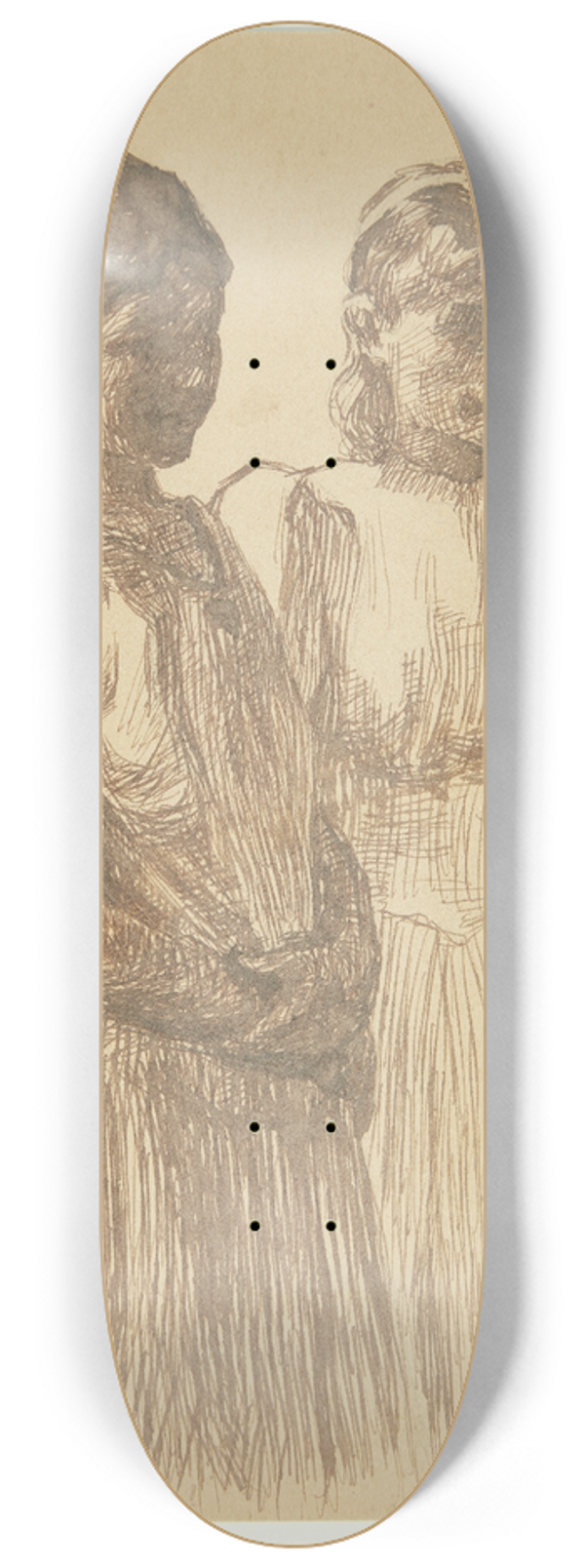 Peter Hansen - To unge piger Studie til maleriet Bal i en provinsby Gteborg kunstmuseum 8.25 inch art skate deck