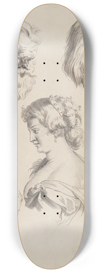 Peter Paul Rubens - Study of Heads 8.25 inch art skate deck