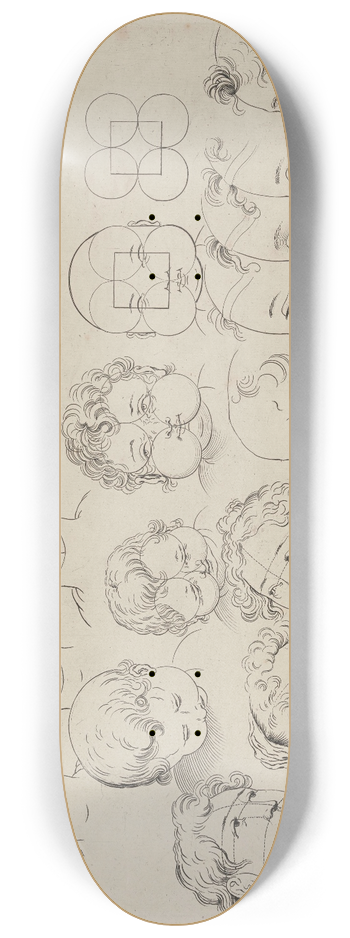 Peter Paul Rubens - Study of Heads 8.25 inch art skate deck