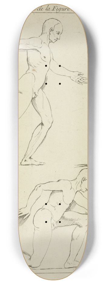 Peter Paul Rubens - Three male figures, one striding and one kneeling 8.25 inch art skate deck