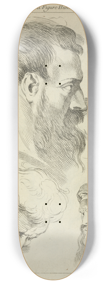 Peter Paul Rubens - Three studies of mens heads 8.25 inch art skate deck