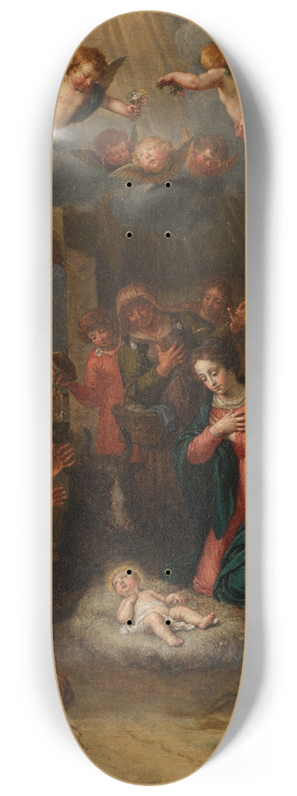 Peter van Lint - Adoration of the Shepherds 8.25 inch art skate deck