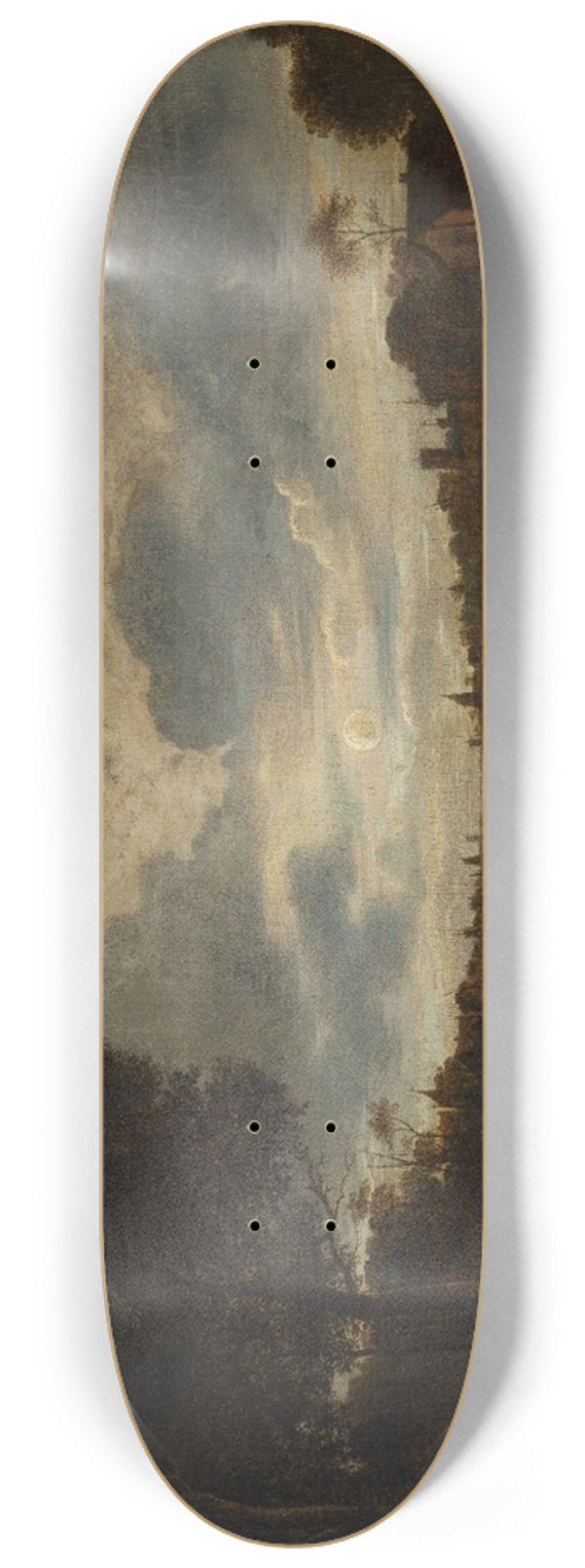 Petrus van Schendel - Moonlit landscape 8.25 inch art skate deck