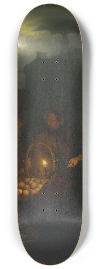 Petrus van Schendel - The Apple Seller 8.25 inch art skate deck