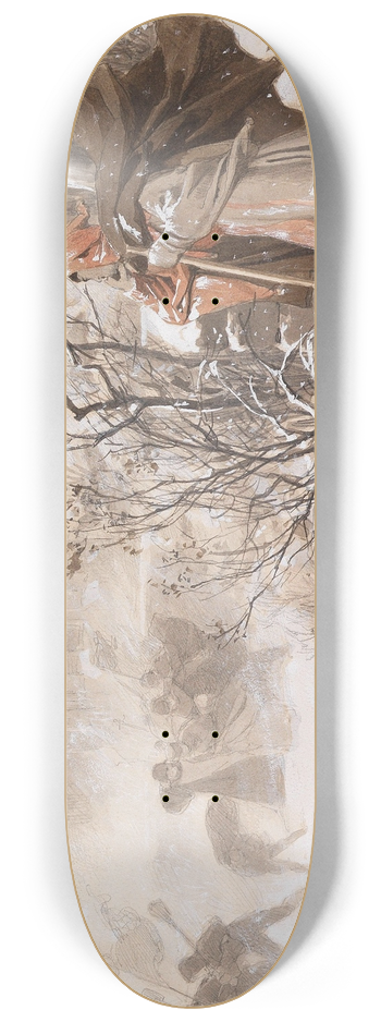 Anton von Werner - Irregang (Schneesturm im Kirchhof) 8.25 inch art skate deck