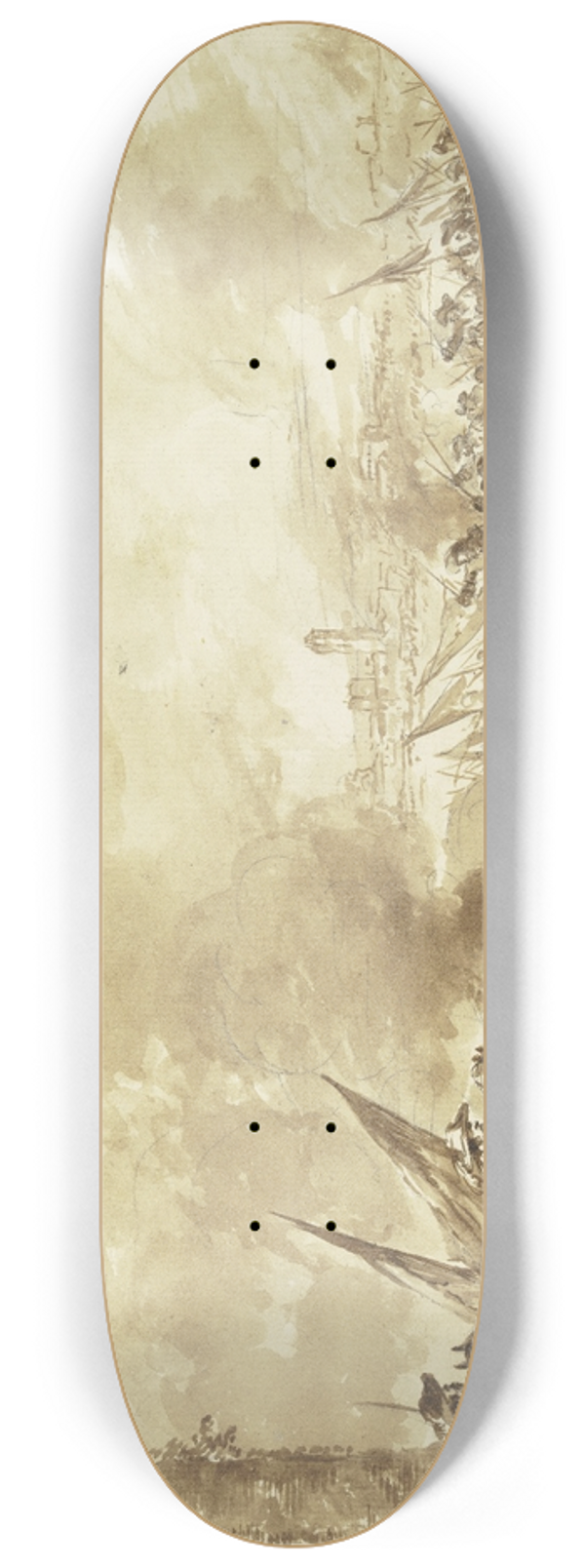 Philip James de Loutherbourg - Reiterangriff auf Infanterie vor den Toren einer Stadt 8.25 inch art skate deck