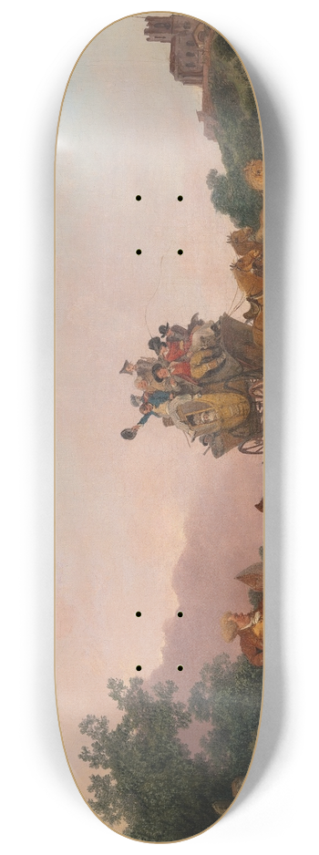 Philip James de Loutherbourg - Revellers on a Coach 8.25 inch art skate deck