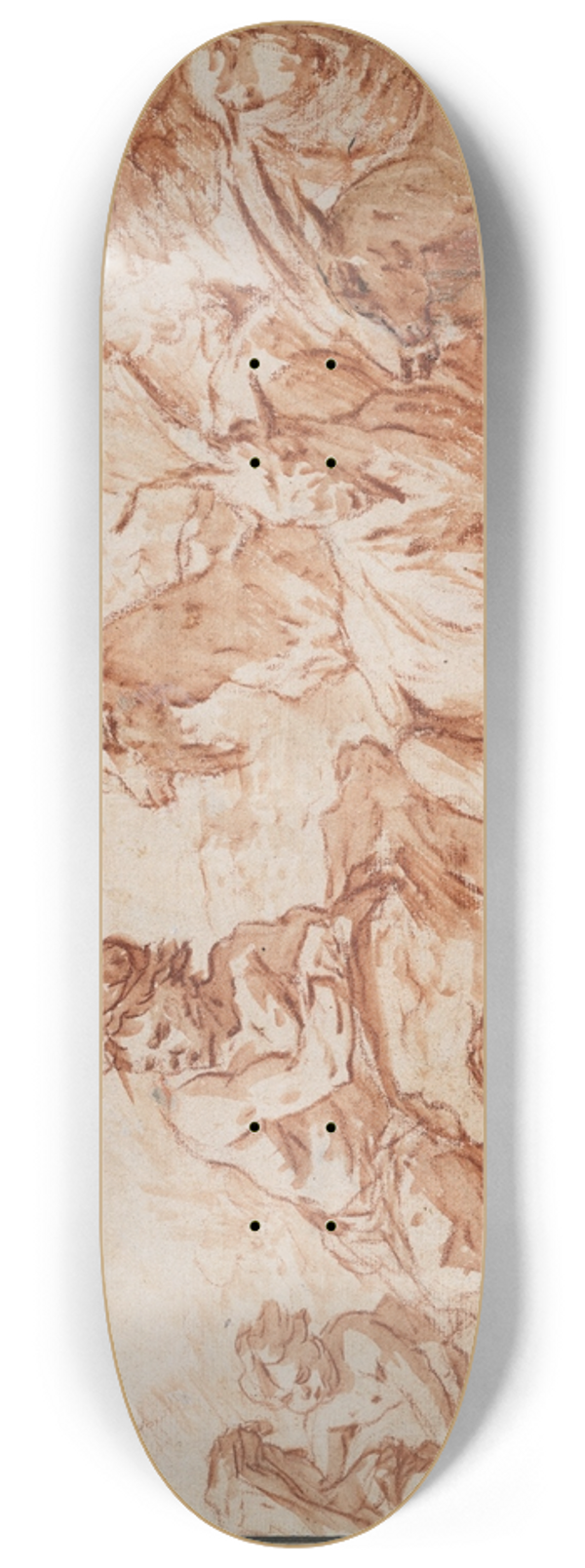Philipp Peter Roos - Pastoral Scene; A Herdsman and His Family, with Goats 8.25 inch art skate deck