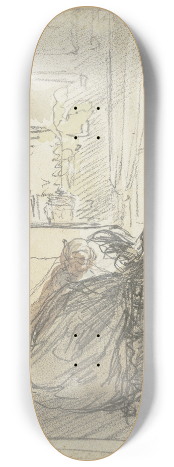 Philipp Rumpf - Frau mit einem Buch am Fenster sitzend 8.25 inch art skate deck
