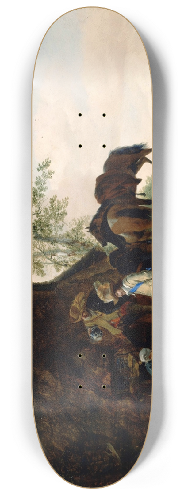 Philips Wouwerman - Halt of Cavaliers at an Inn 8.25 inch art skate deck