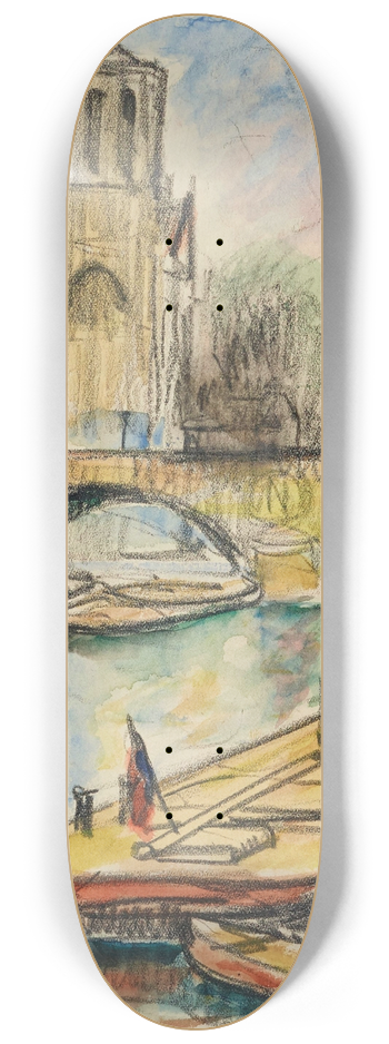 Pierre de Belay - Notre-Dame et le pont Saint-Michel 8.25 inch art skate deck