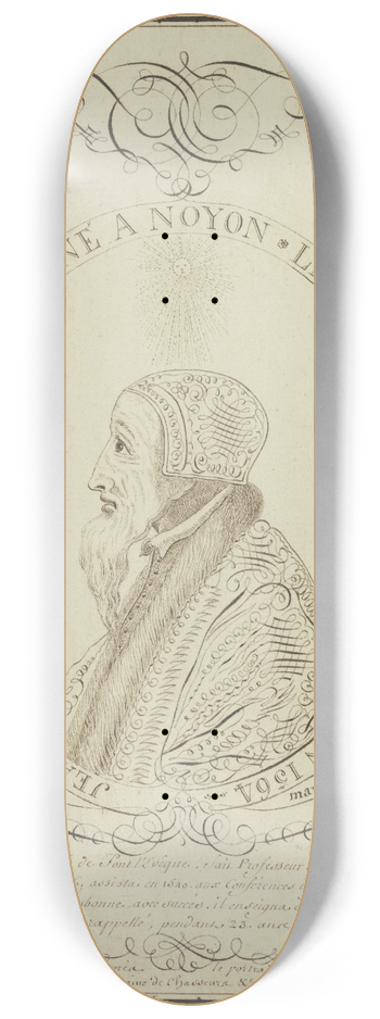 Pierre-Jean-Paul Berny de Nogent - Portrait of Jean Calvin 8.25 inch art skate deck