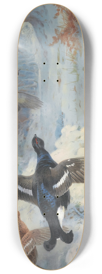 Archibald Thorburn - Through The Snowy Coverts-Blackgame 8.25 inch art skate deck