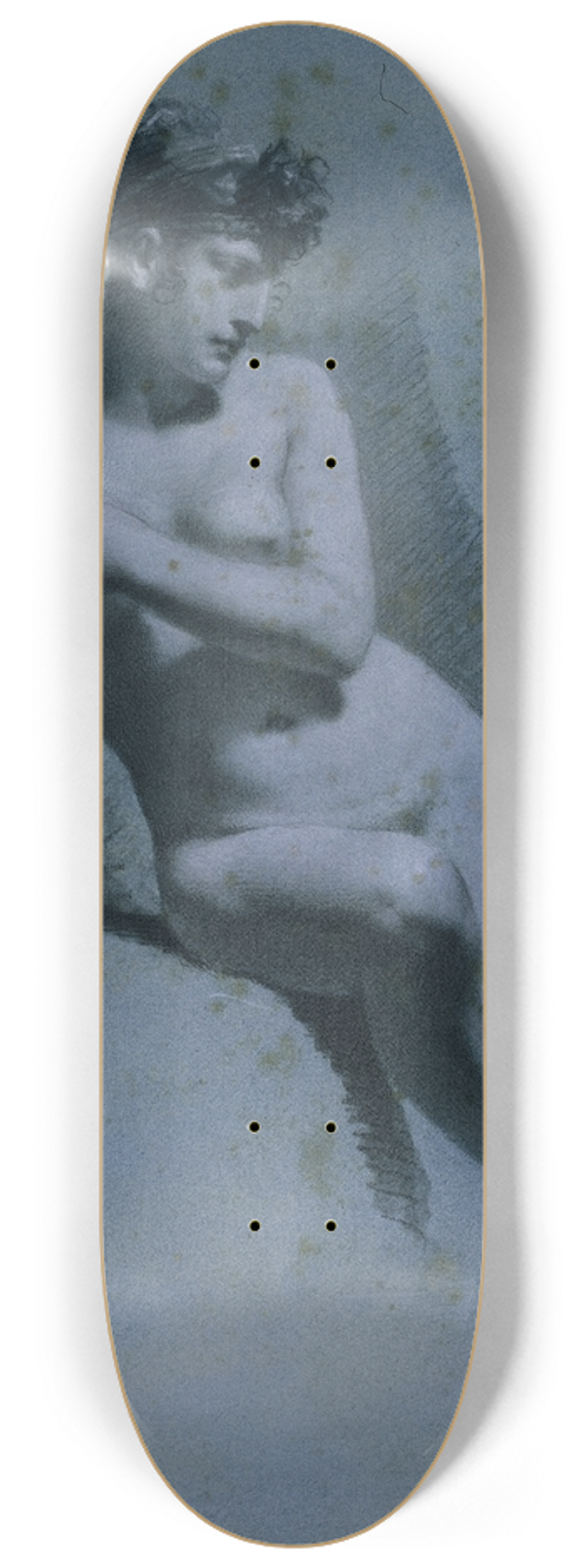 Pierre-Paul Prud'hon - Study of a Nude Woman, Seated Looking to the Right (recto) 8.25 inch art skate deck