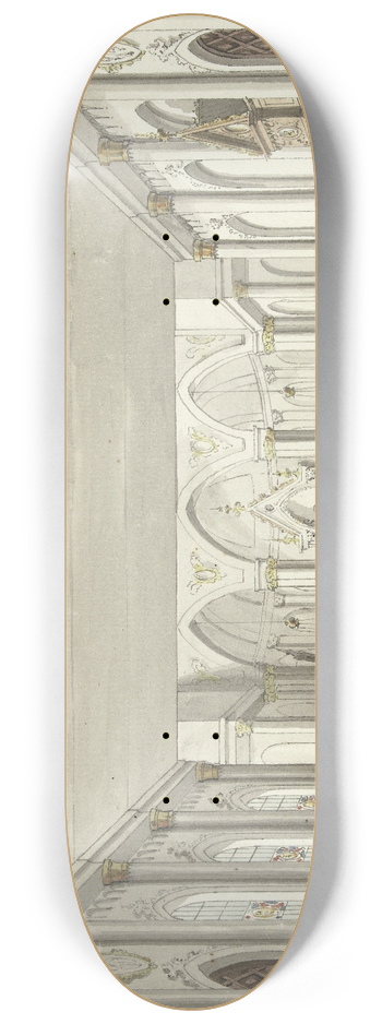 Pieter Barbiers - Ontwerp voor een toneeldecor van een kerkinterieur 8.25 inch art skate deck
